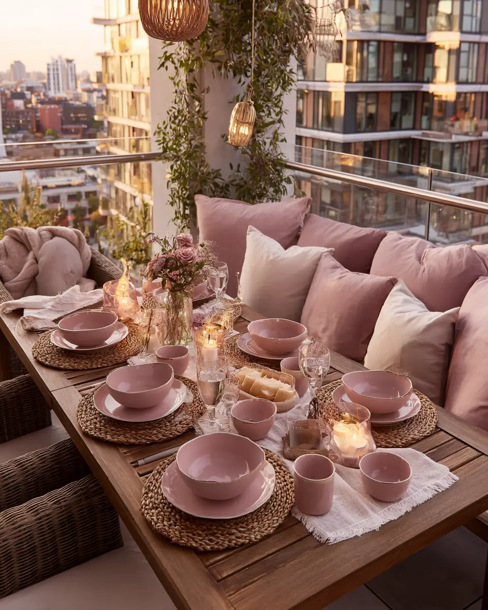 Dusty Rose Modern Balcony Decor Ideas