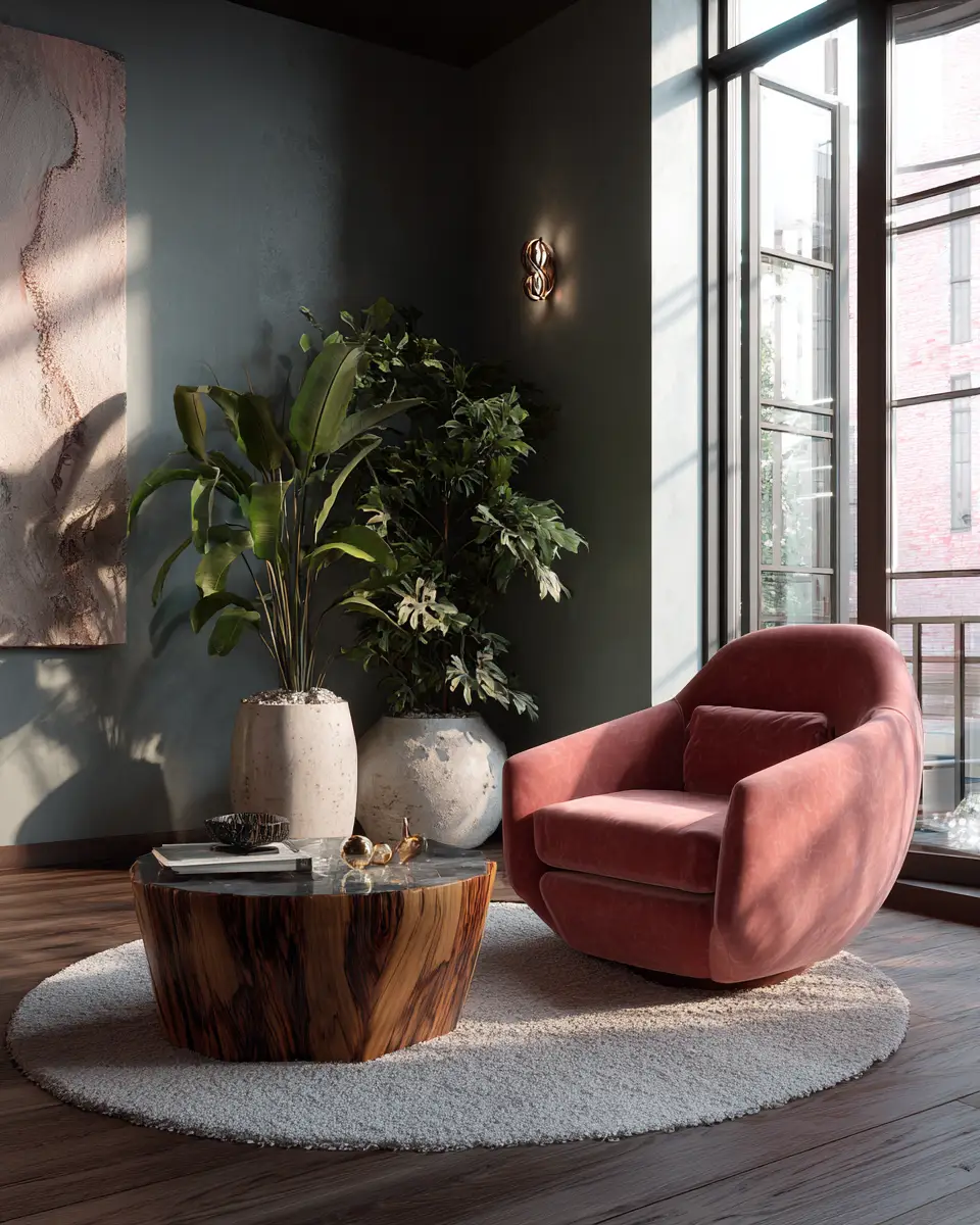 Dusty Rose Modern Living Room Decor Ideas