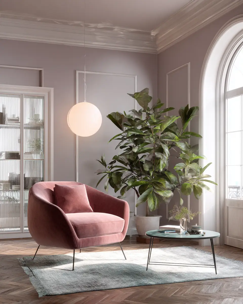 Dusty Rose Modern Living Room Decor Ideas