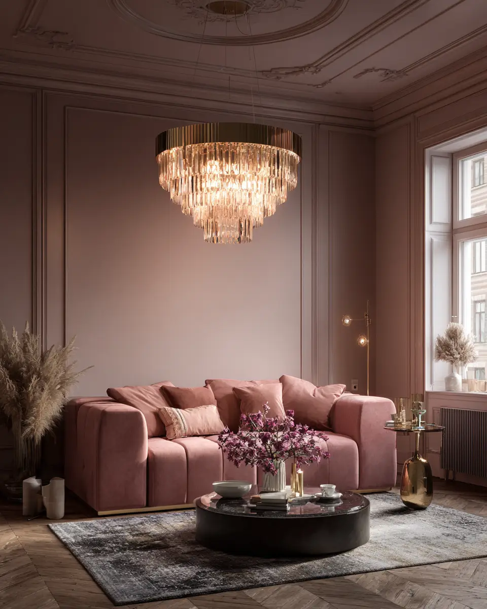 Dusty Rose Modern Living Room Decor Ideas