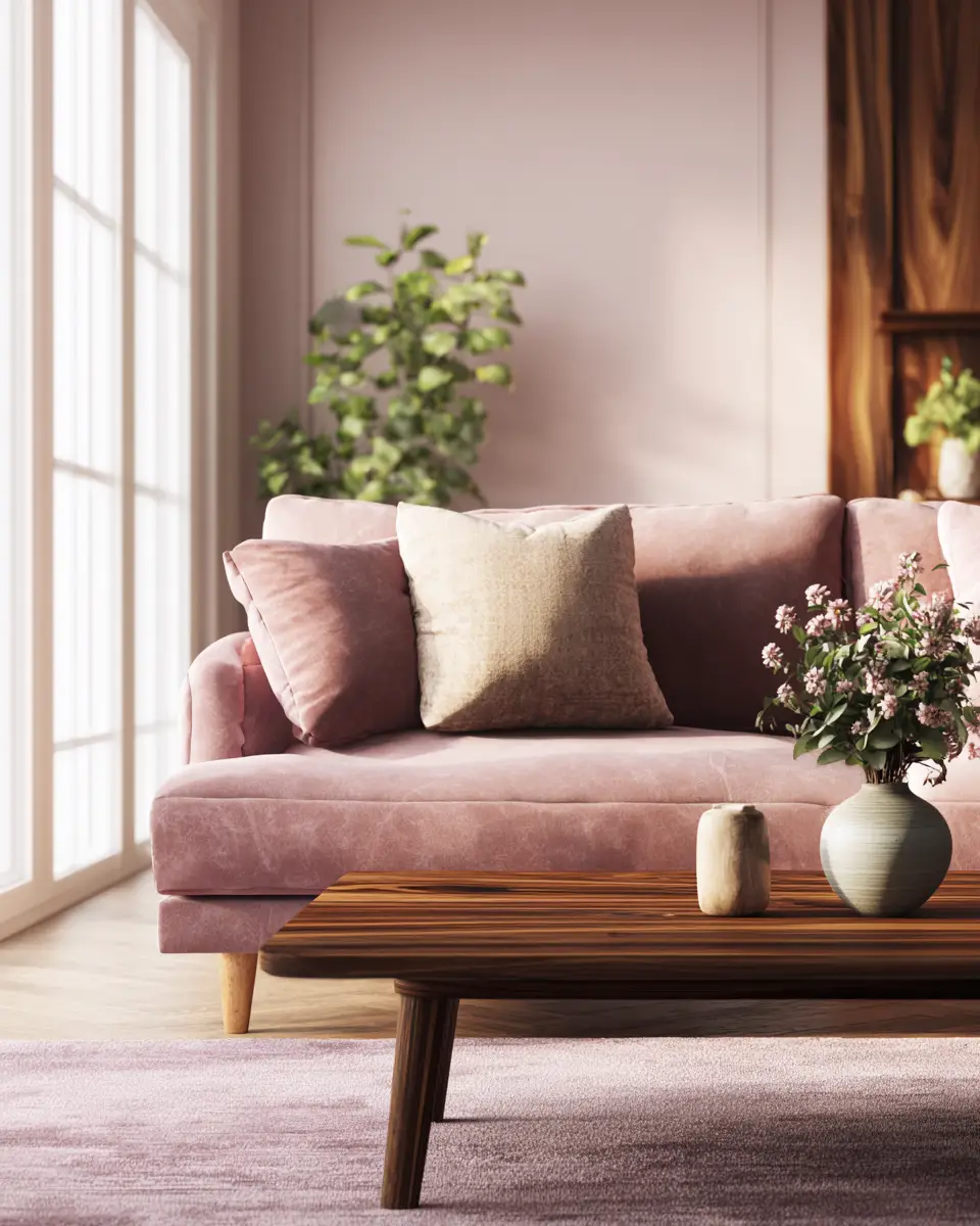Dusty Rose Modern Living Room Decor Ideas
