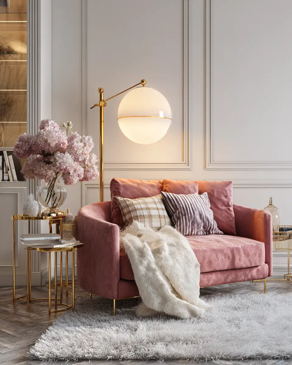 Dusty Rose Modern Living Room Decor Ideas