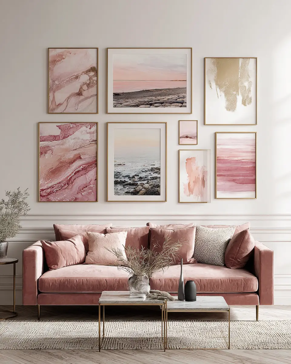 Dusty Rose Modern Living Room Decor Ideas