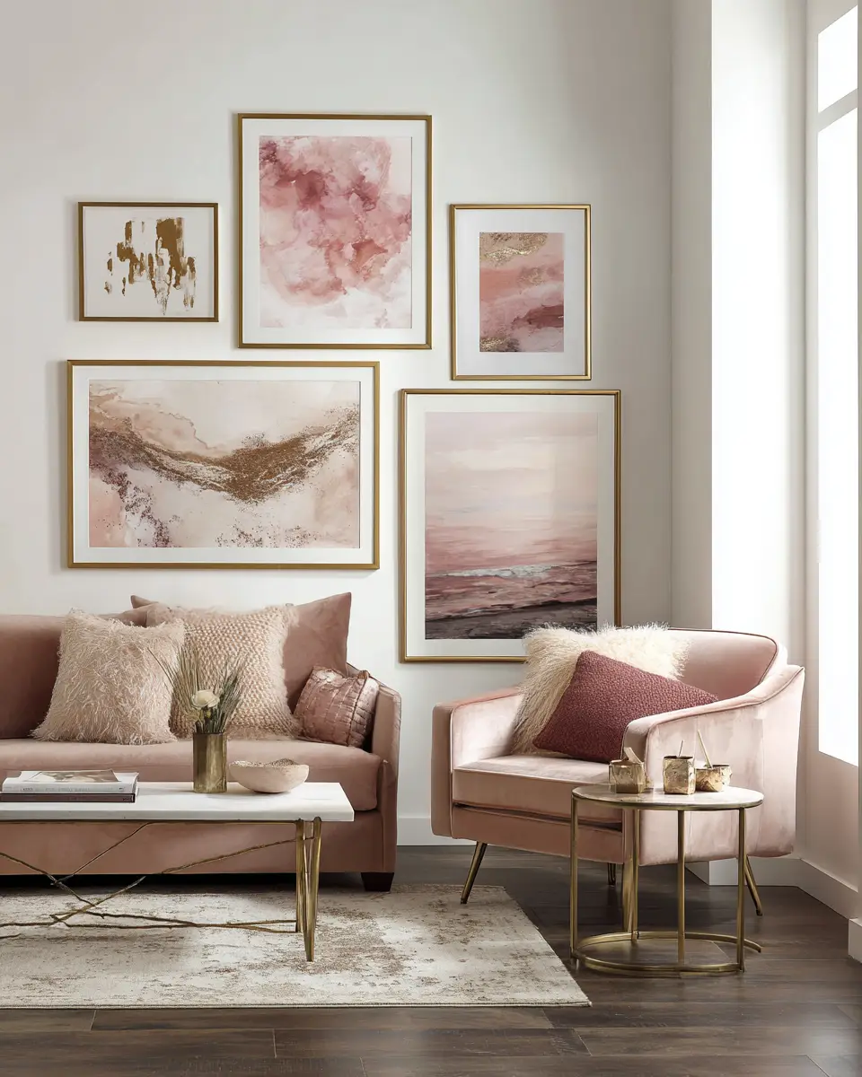 Dusty Rose Modern Living Room Decor Ideas