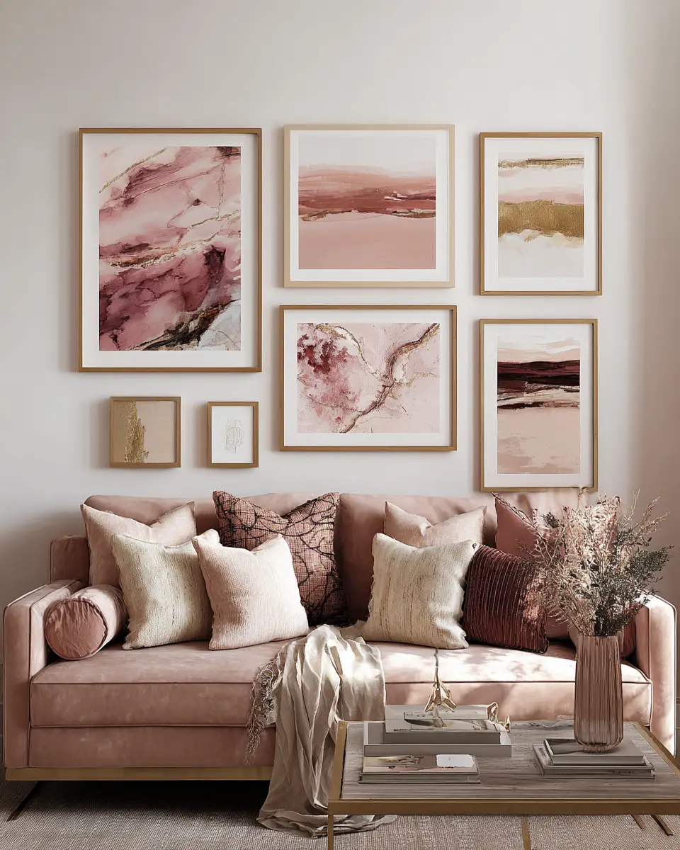 Dusty Rose Modern Living Room Decor Ideas