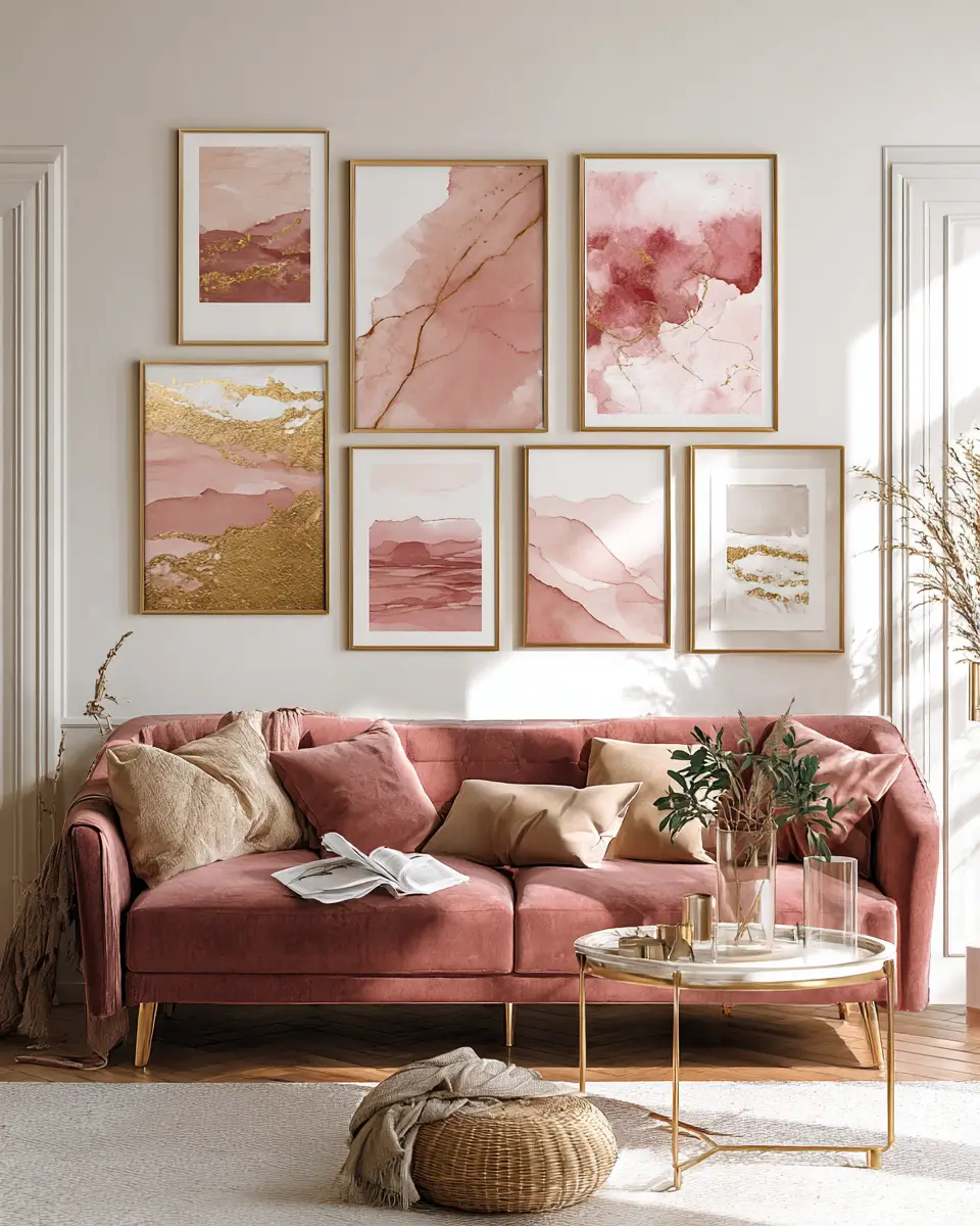 Dusty Rose Modern Living Room Decor Ideas