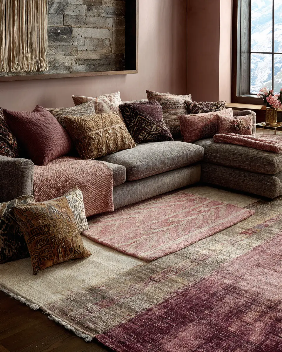 Dusty Rose Modern Living Room Decor Ideas