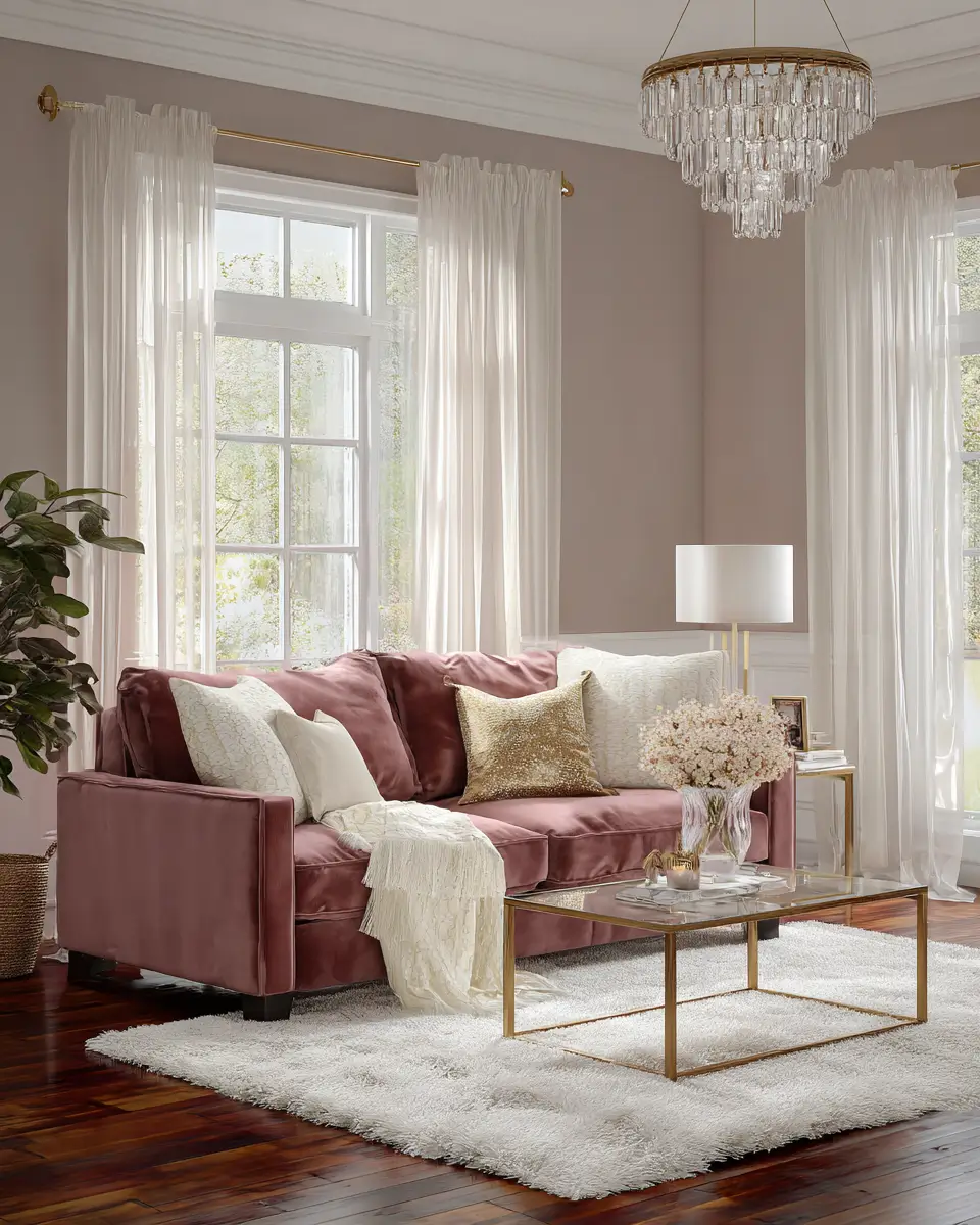 Dusty Rose Modern Living Room Decor Ideas