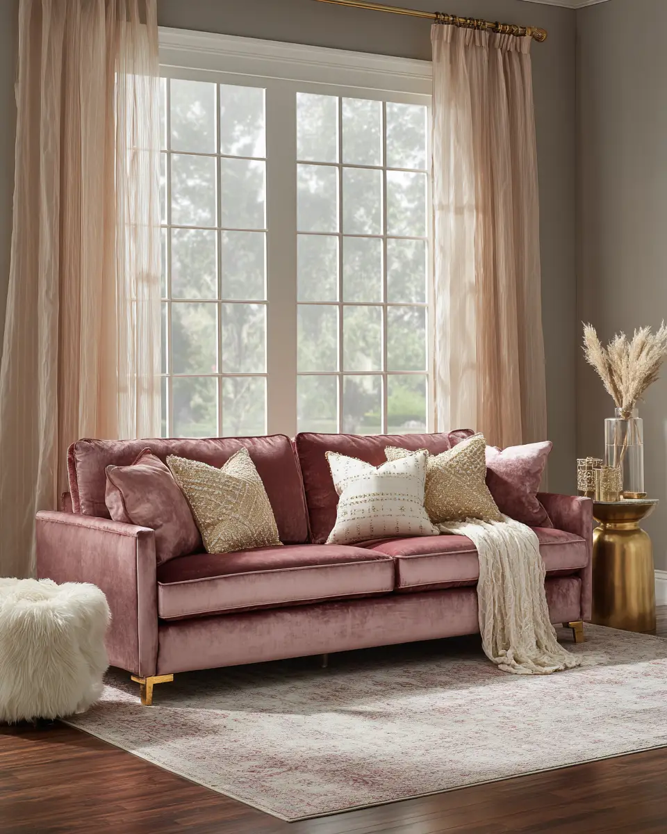 Dusty Rose Modern Living Room Decor Ideas