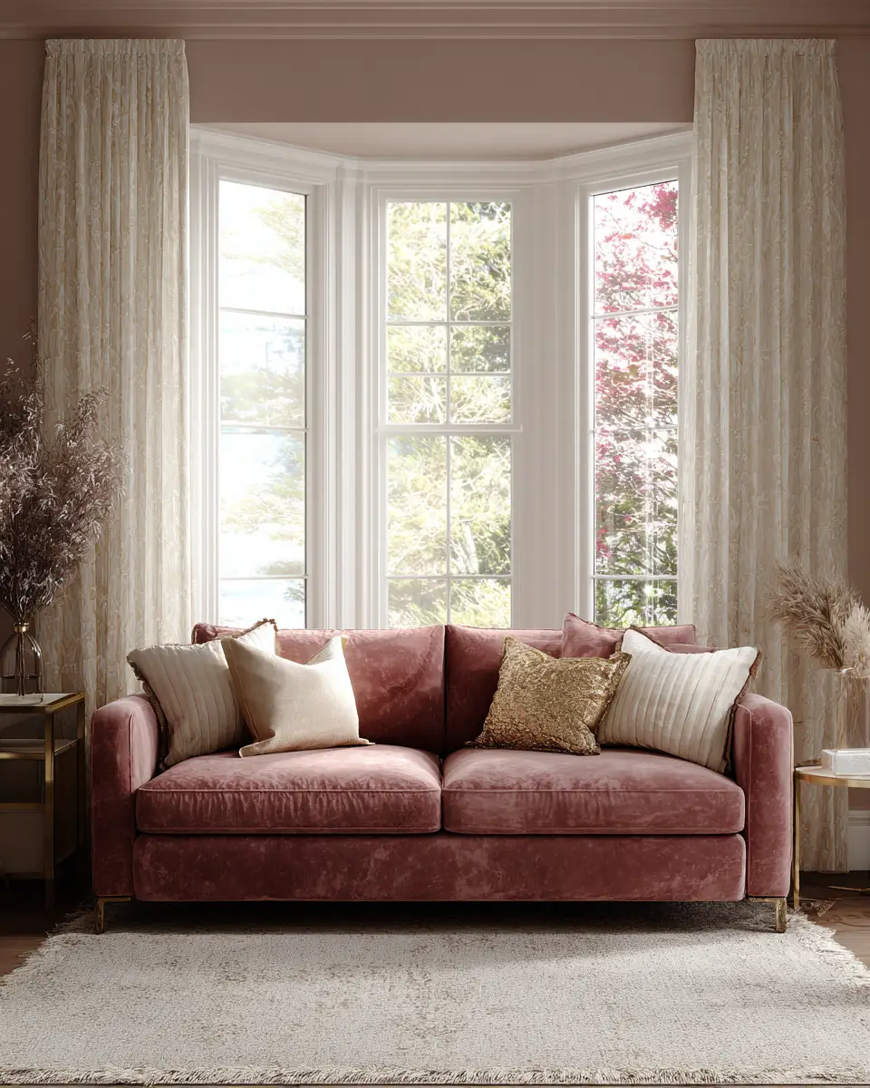 Dusty Rose Modern Living Room Decor Ideas