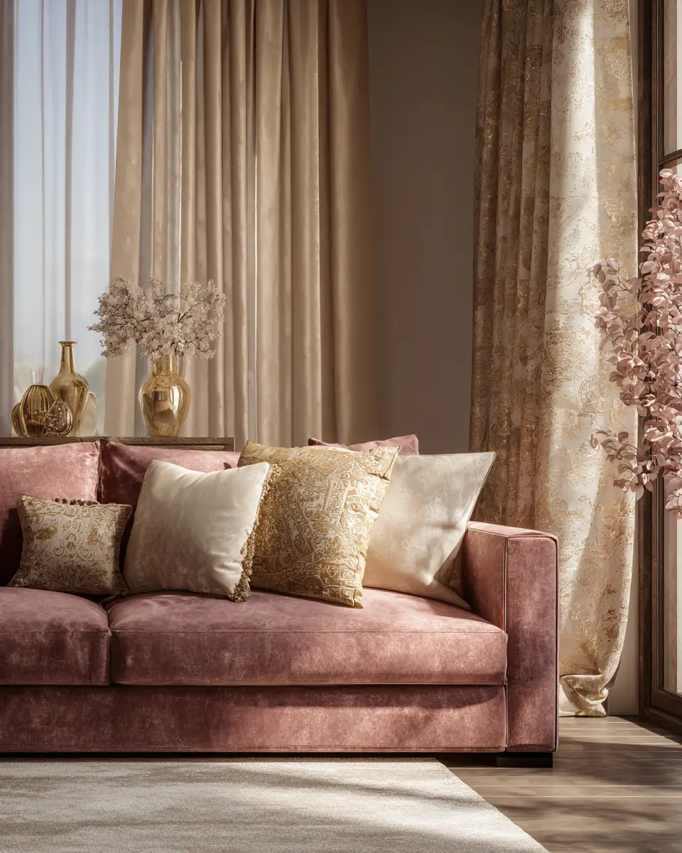 Dusty Rose Modern Living Room Decor Ideas