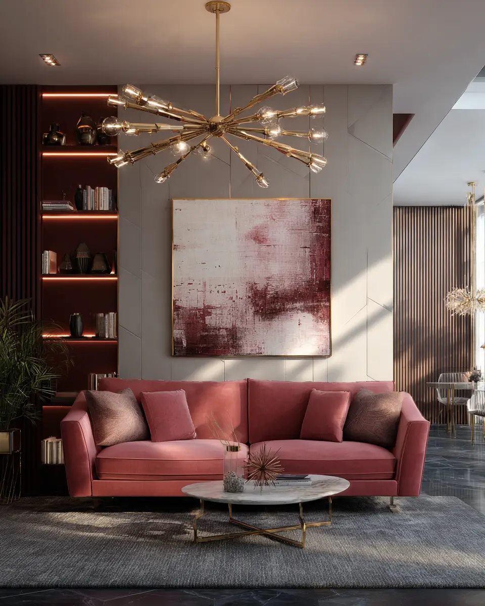 Dusty Rose Modern Living Room Decor Ideas