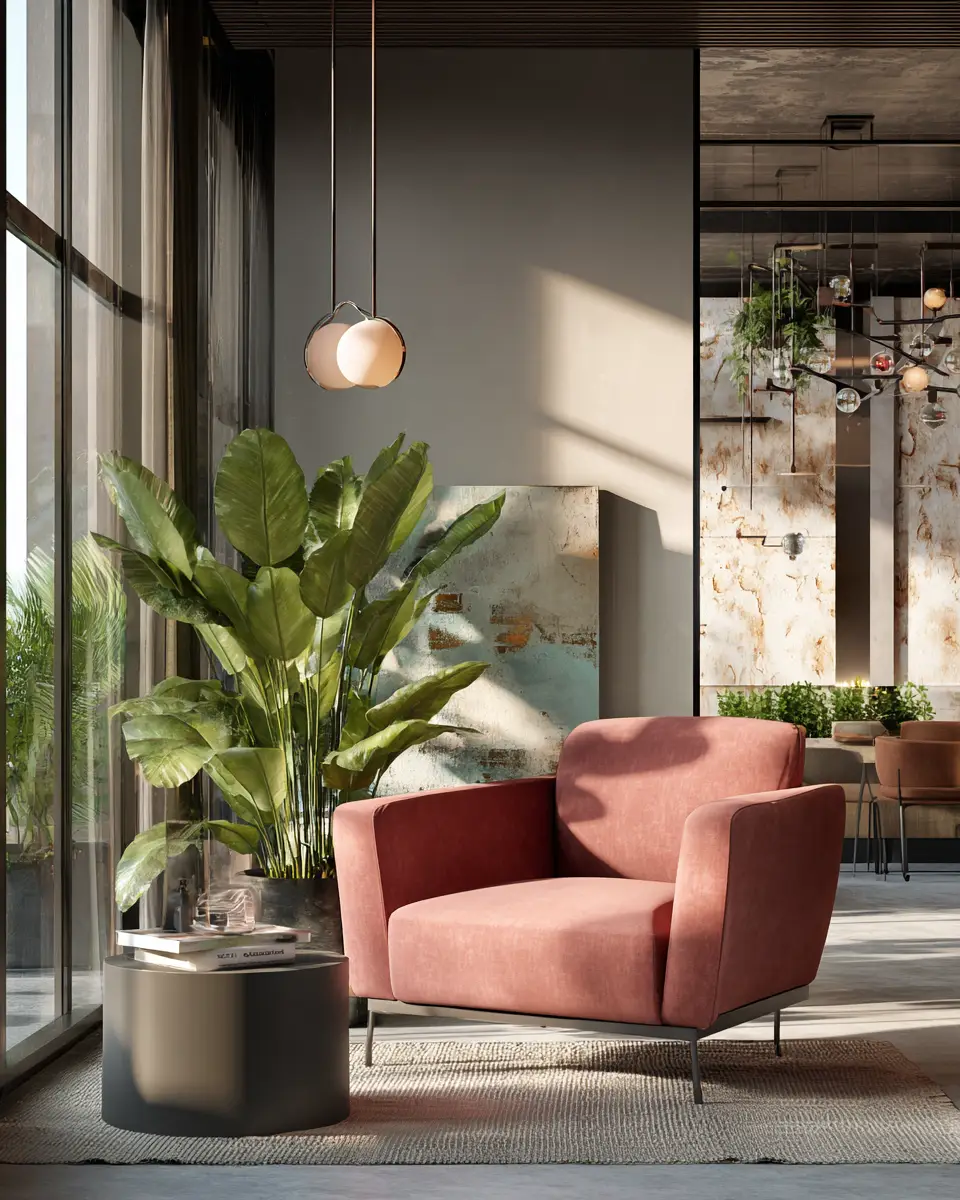 Dusty Rose Modern Living Room Decor Ideas