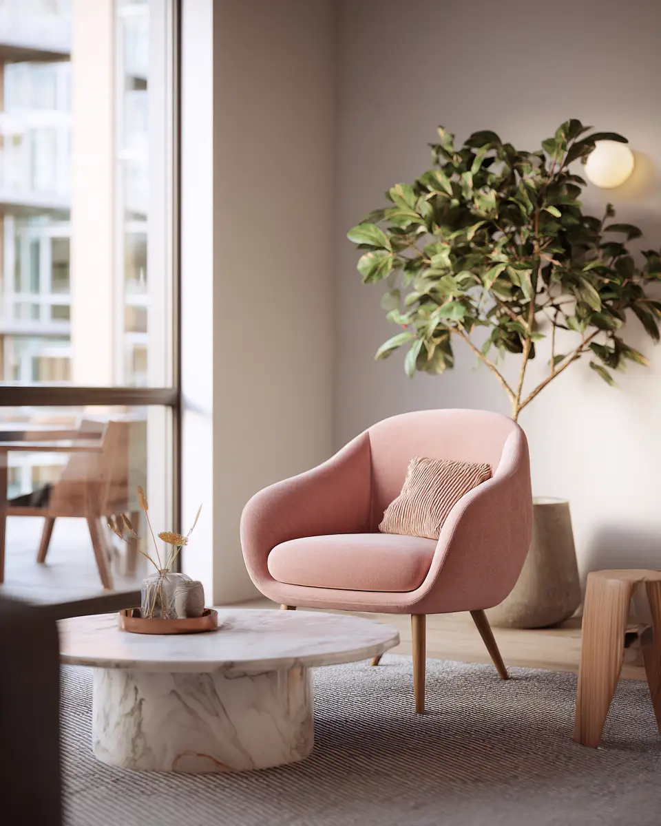 Dusty Rose Modern Living Room Decor Ideas