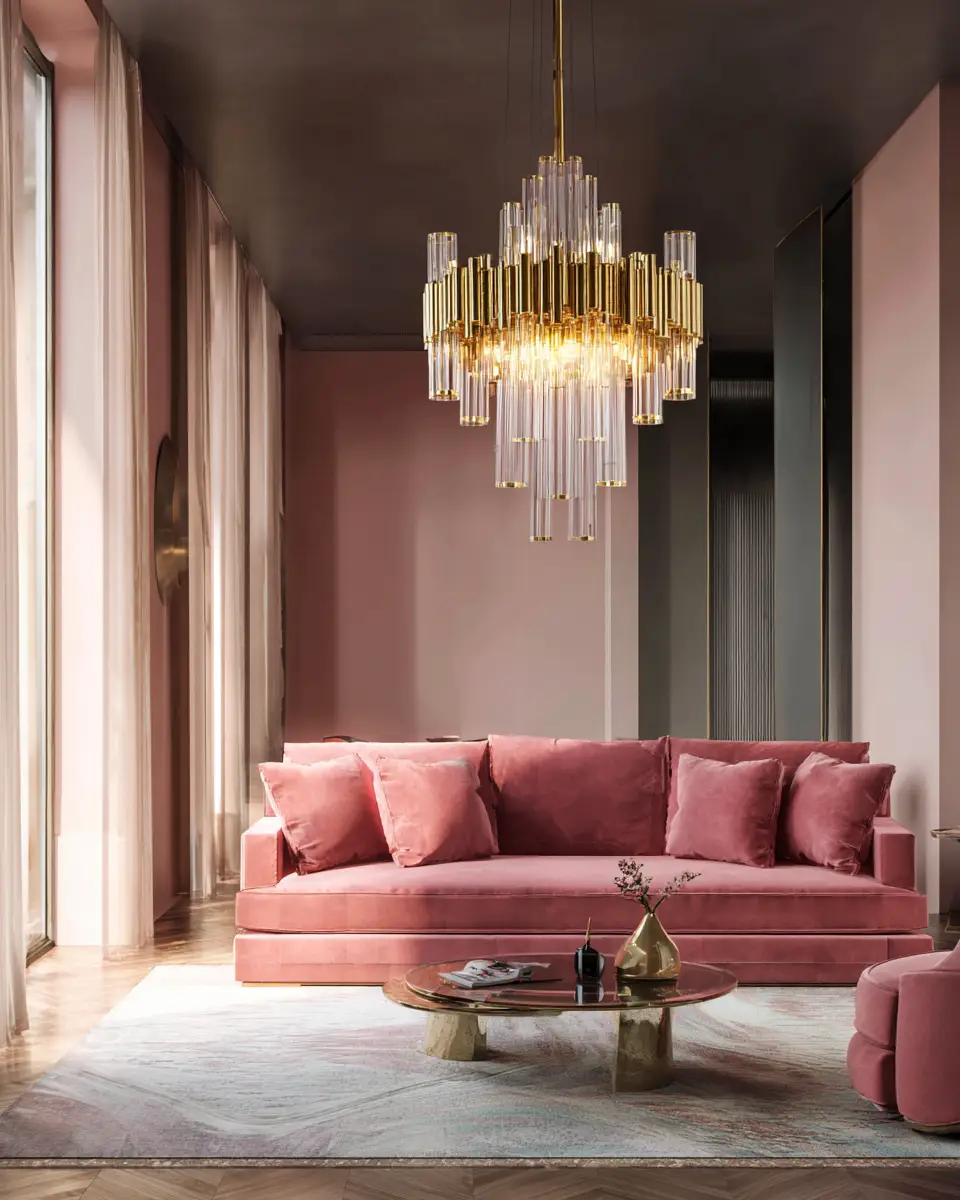 Dusty Rose Modern Living Room Decor Ideas