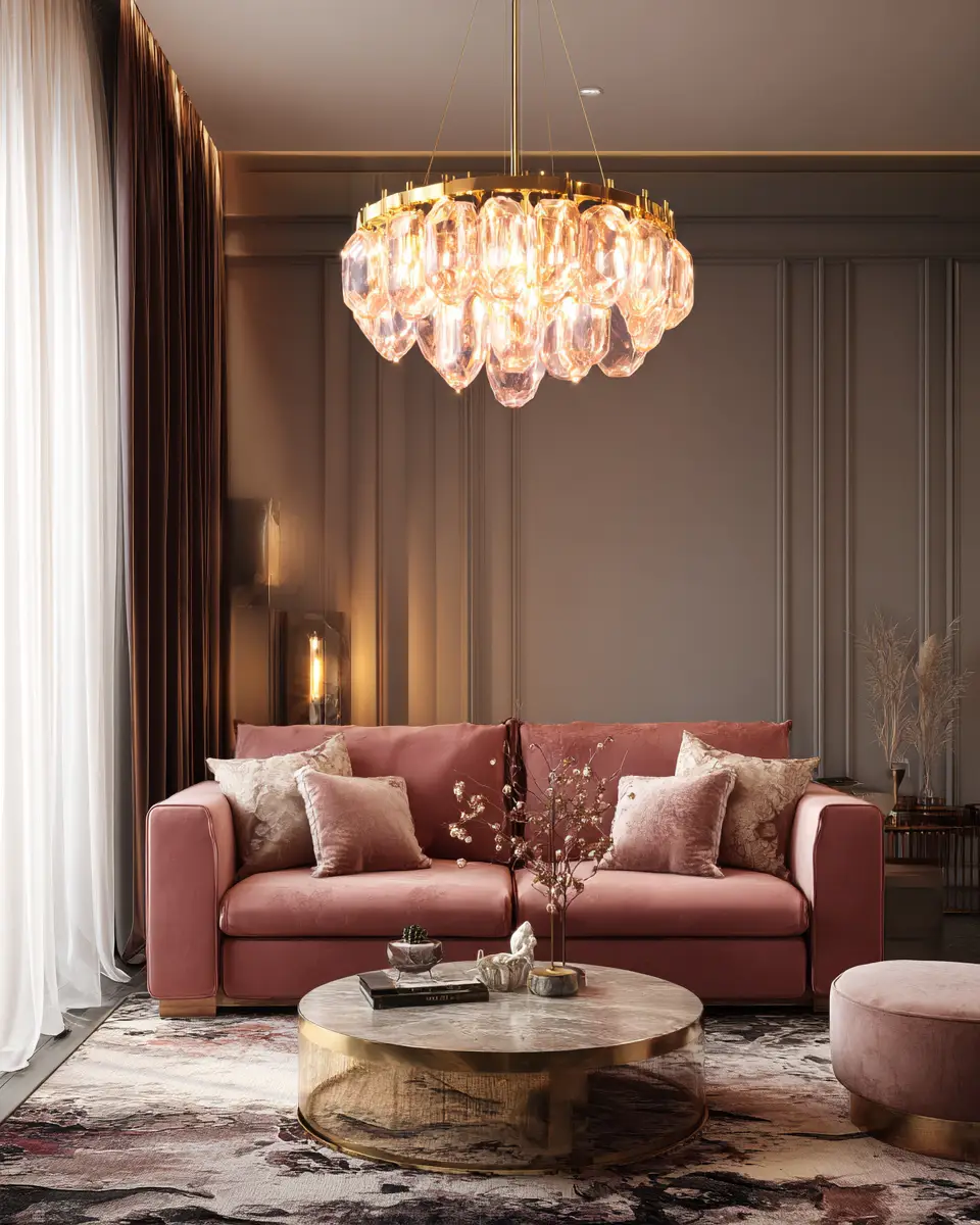 Dusty Rose Modern Living Room Decor Ideas