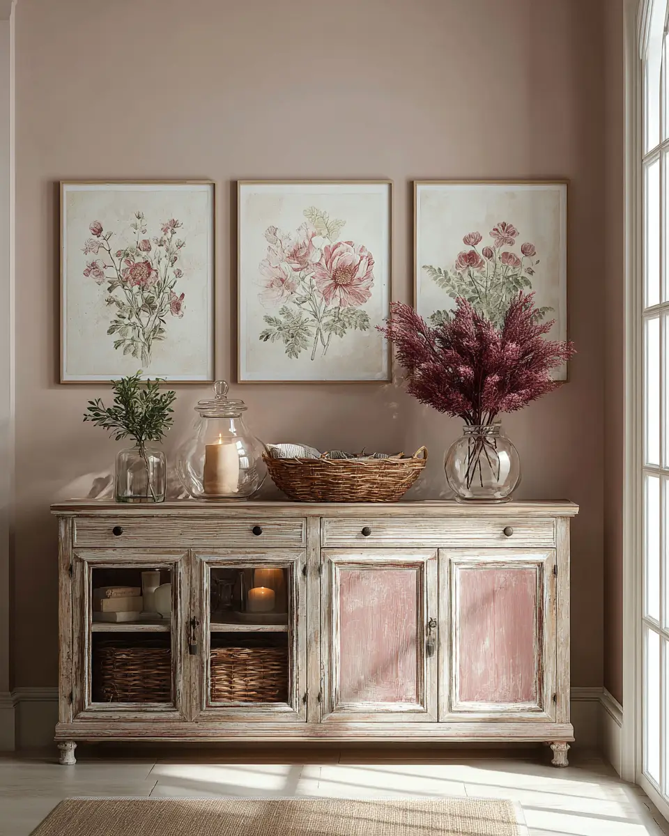 Dusty Rose Rustic Living Room Decor Ideas