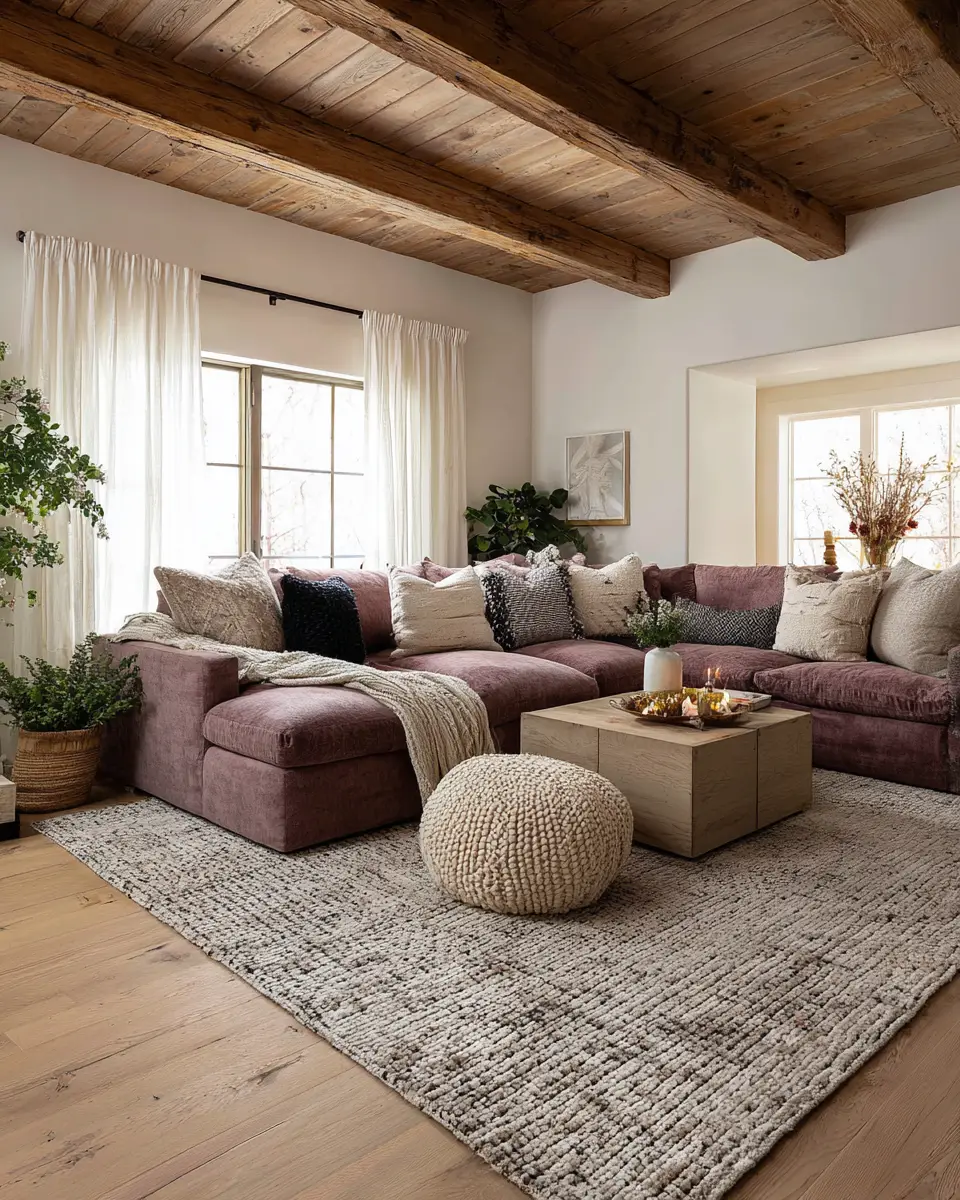 Dusty Rose Rustic Living Room Decor Ideas