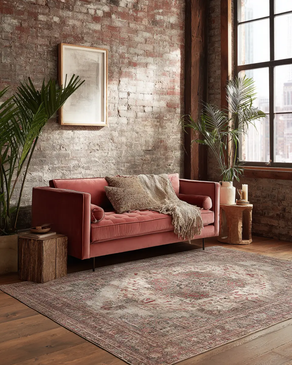 Dusty Rose Rustic Living Room Decor Ideas
