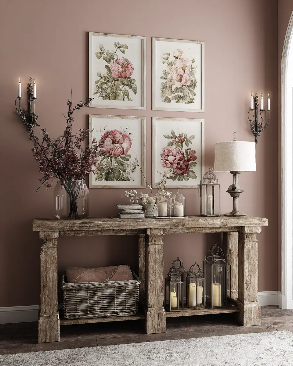 Dusty Rose Rustic Living Room Decor Ideas