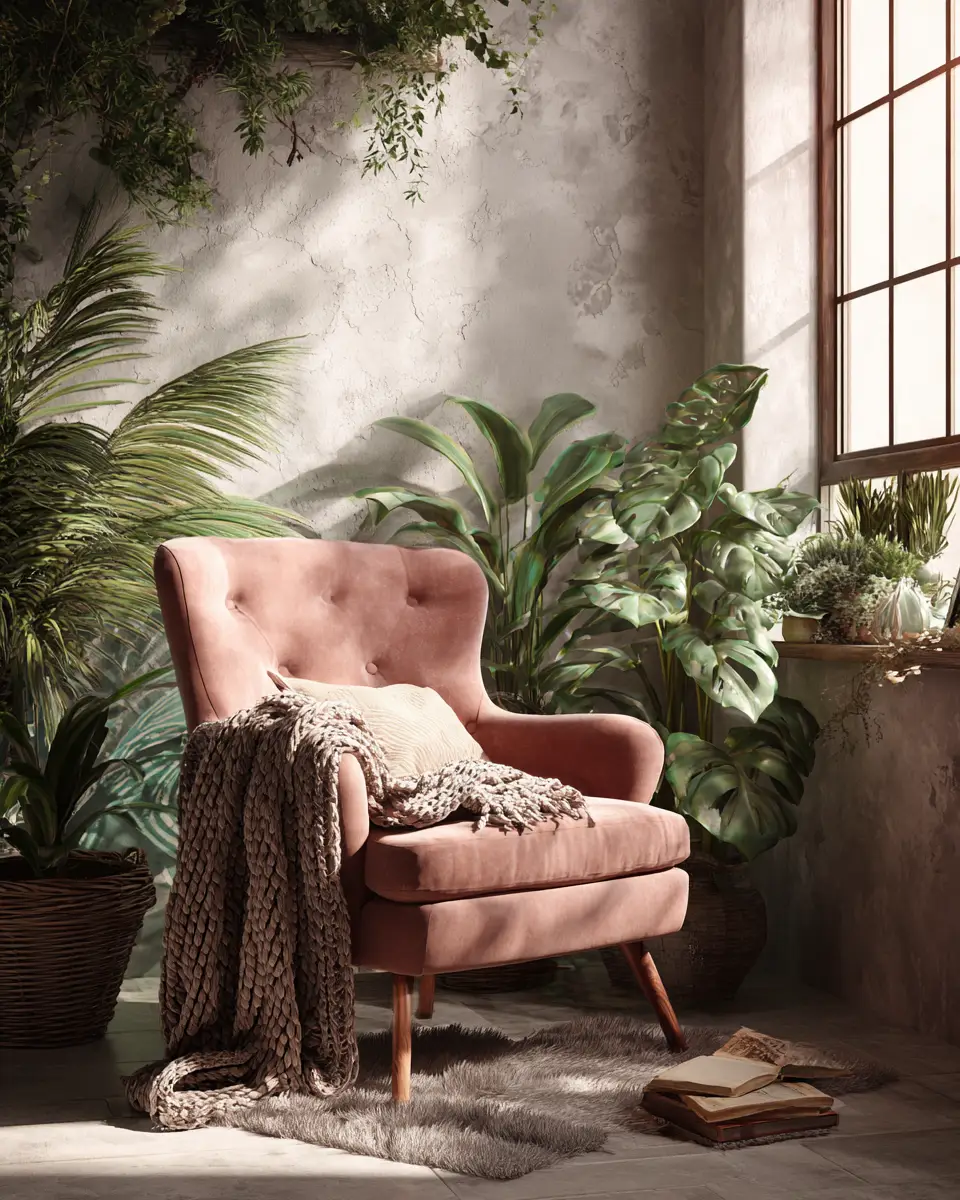 Dusty Rose Rustic Living Room Decor Ideas