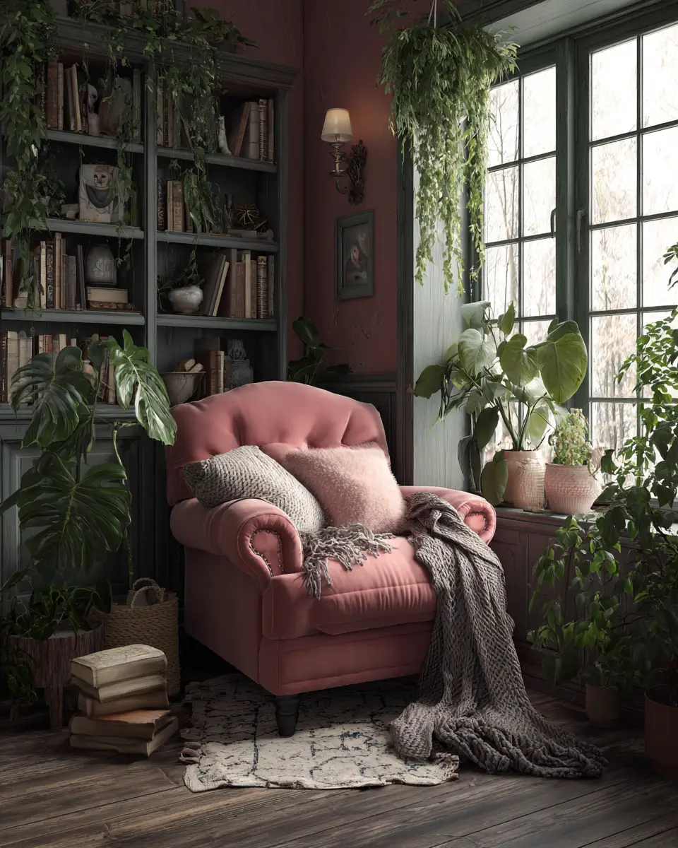 Dusty Rose Rustic Living Room Decor Ideas