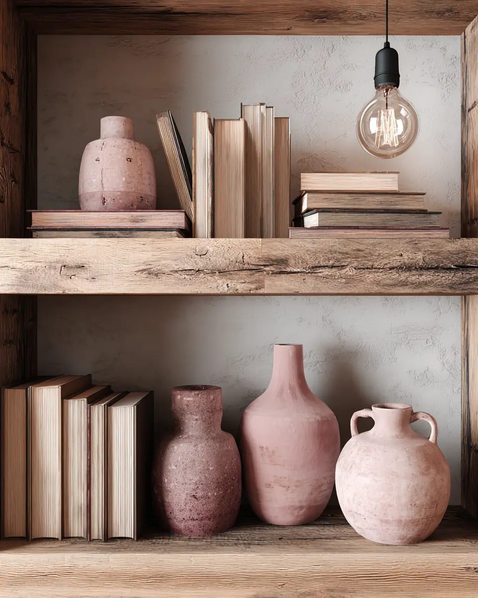 Dusty Rose Rustic Living Room Decor Ideas