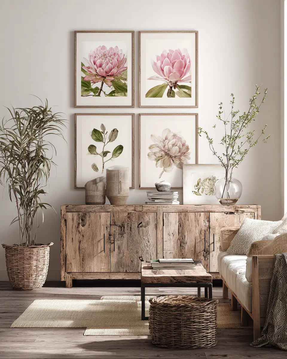 Dusty Rose Rustic Living Room Decor Ideas