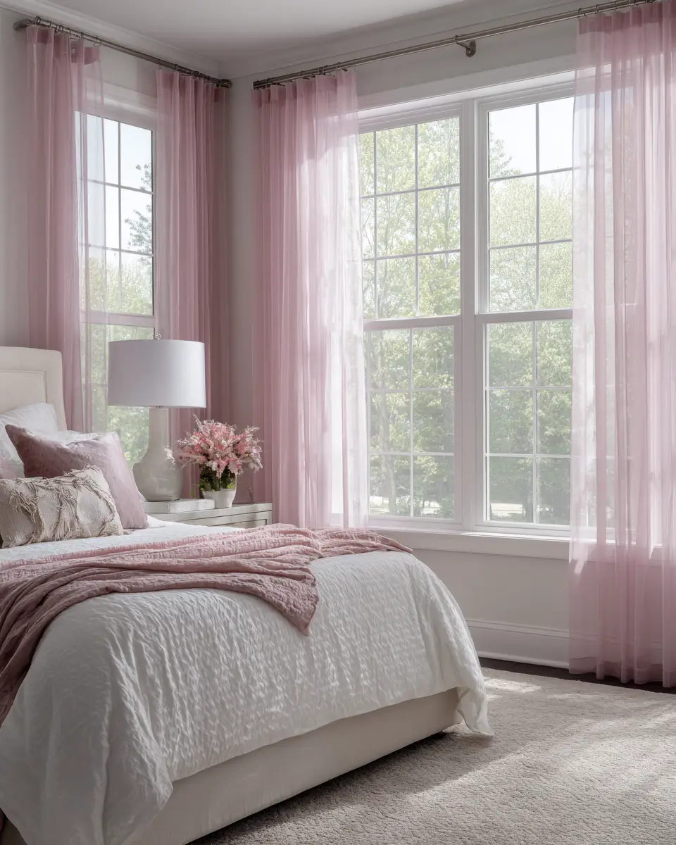 Dusty Rose Transitional Bedroom Decor Ideas - Featured