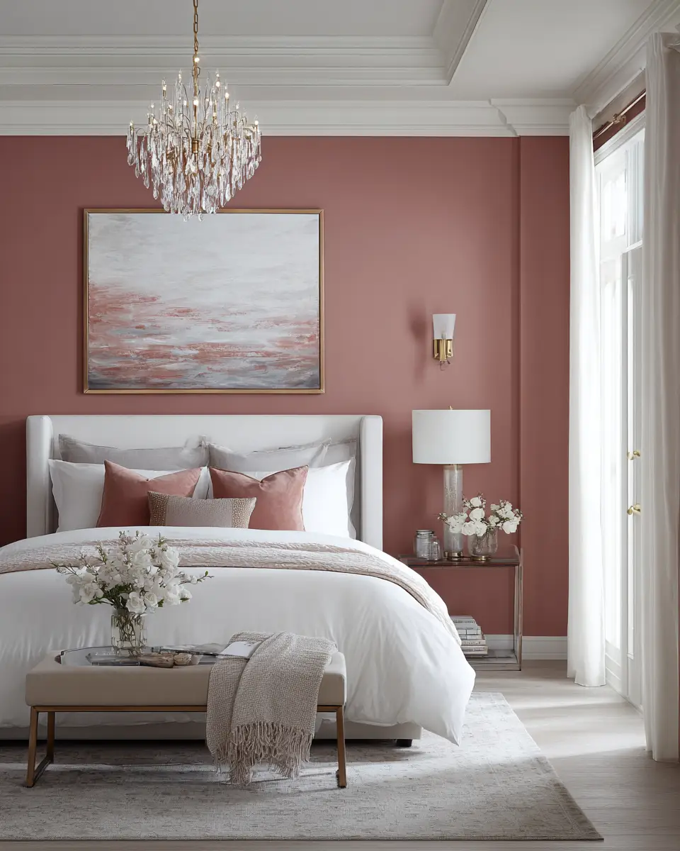 Dusty Rose Transitional Bedroom Decor Ideas