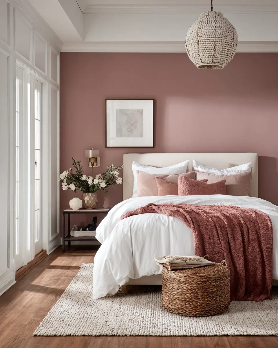 Dusty Rose Transitional Bedroom Decor Ideas