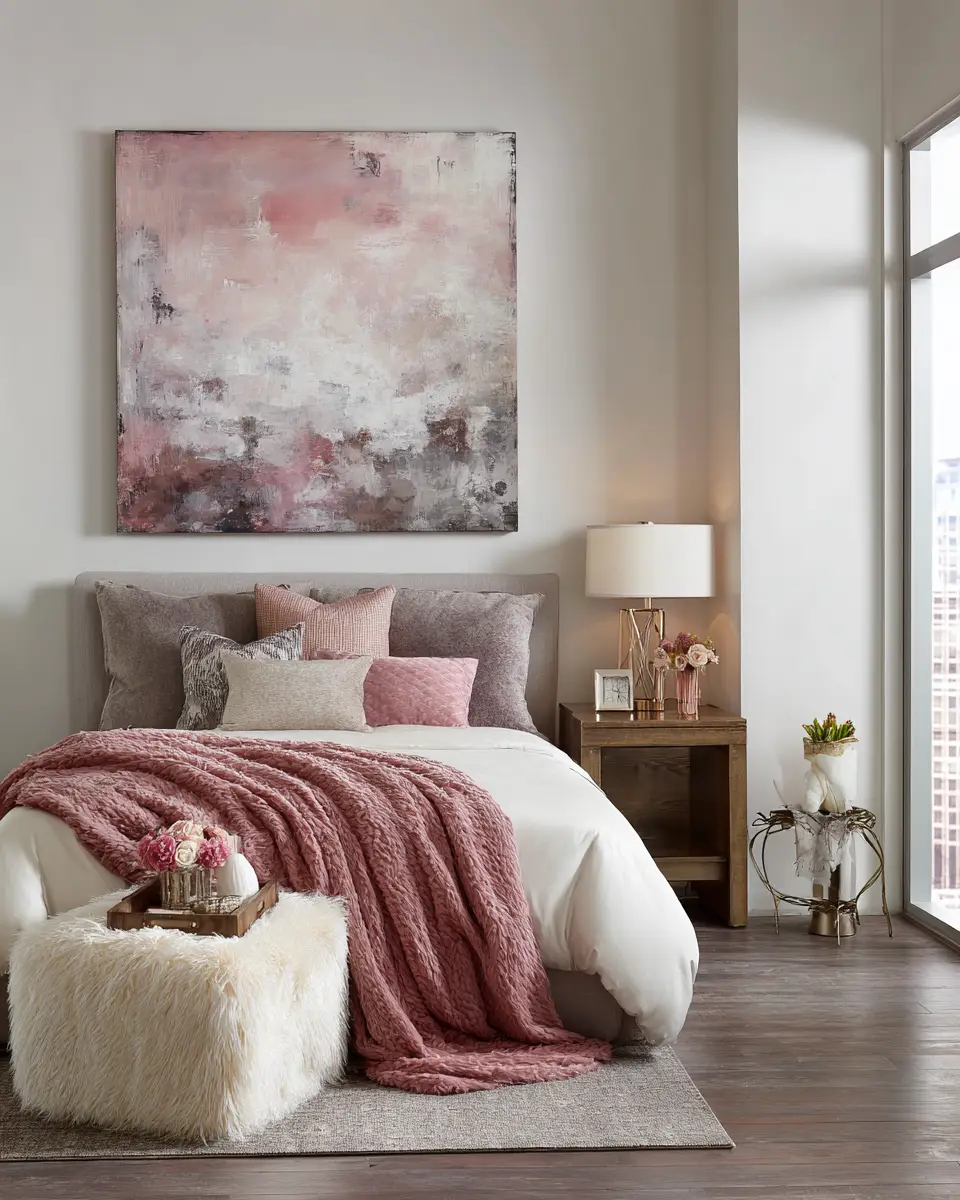 Dusty Rose Transitional Bedroom Decor Ideas