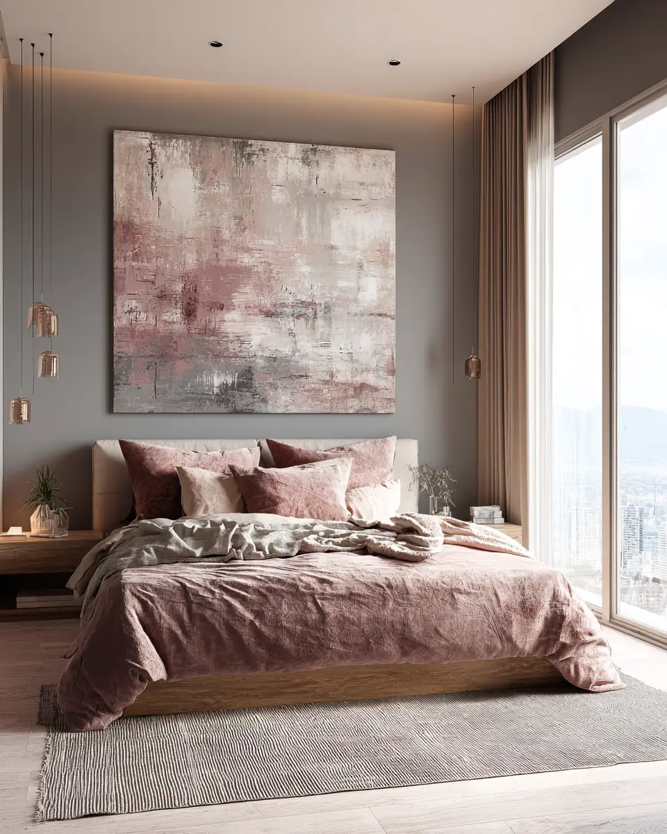 Dusty Rose Transitional Bedroom Decor Ideas