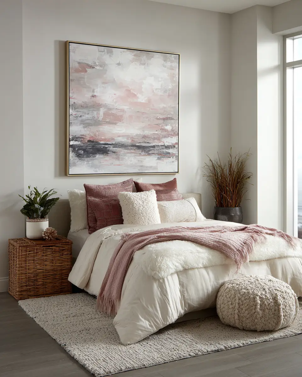 Dusty Rose Transitional Bedroom Decor Ideas
