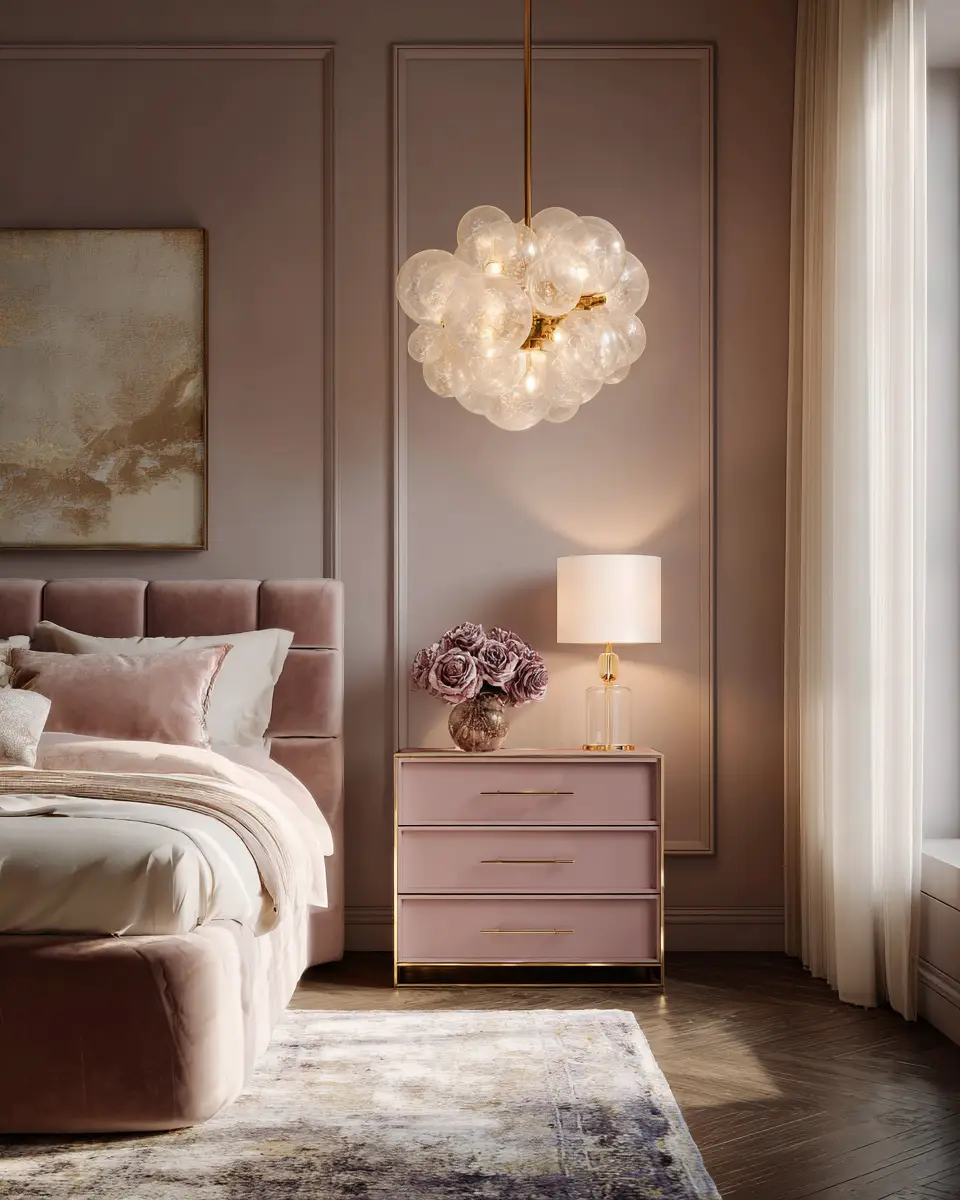 Dusty Rose Transitional Bedroom Decor Ideas