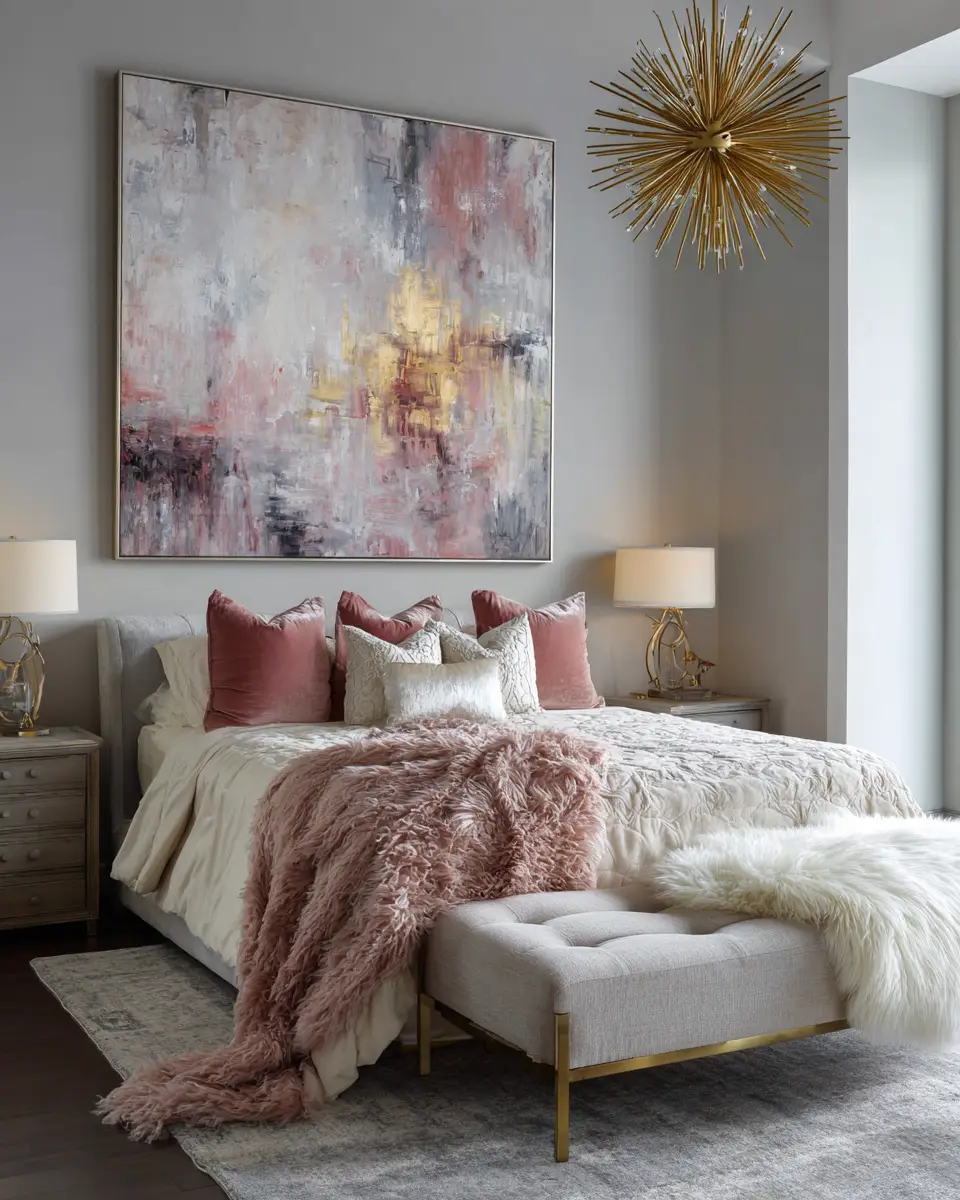 Dusty Rose Transitional Bedroom Decor Ideas
