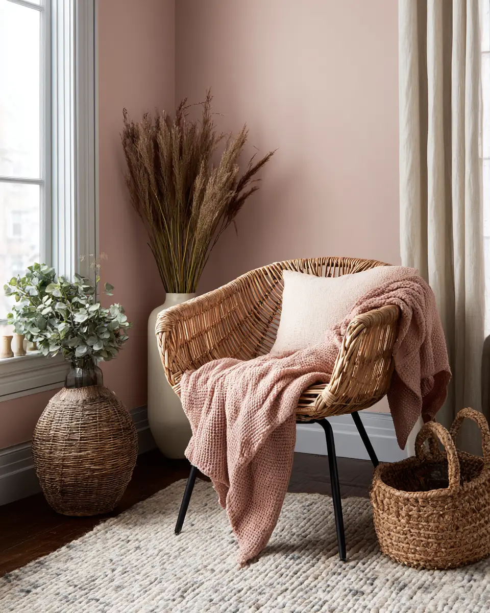 Dusty Rose Transitional Bedroom Decor Ideas