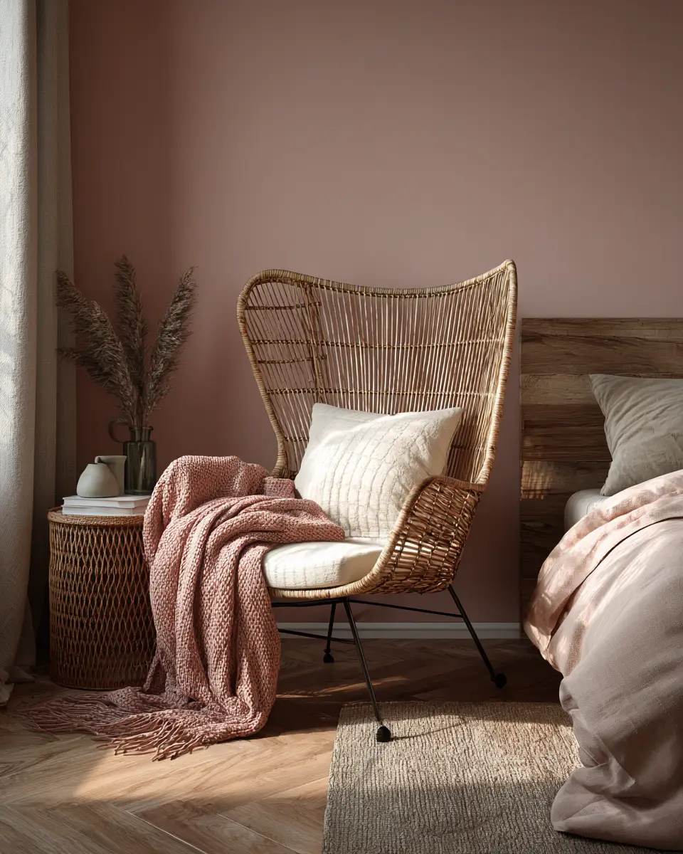Dusty Rose Transitional Bedroom Decor Ideas
