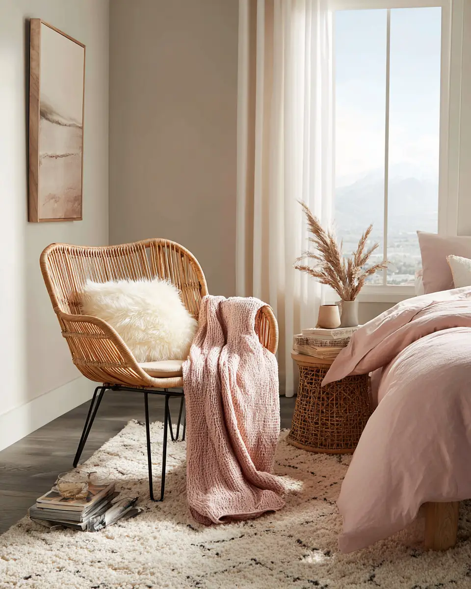 Dusty Rose Transitional Bedroom Decor Ideas