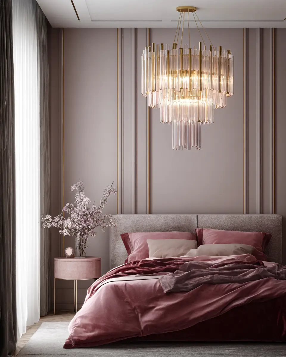 Dusty Rose Transitional Bedroom Decor Ideas