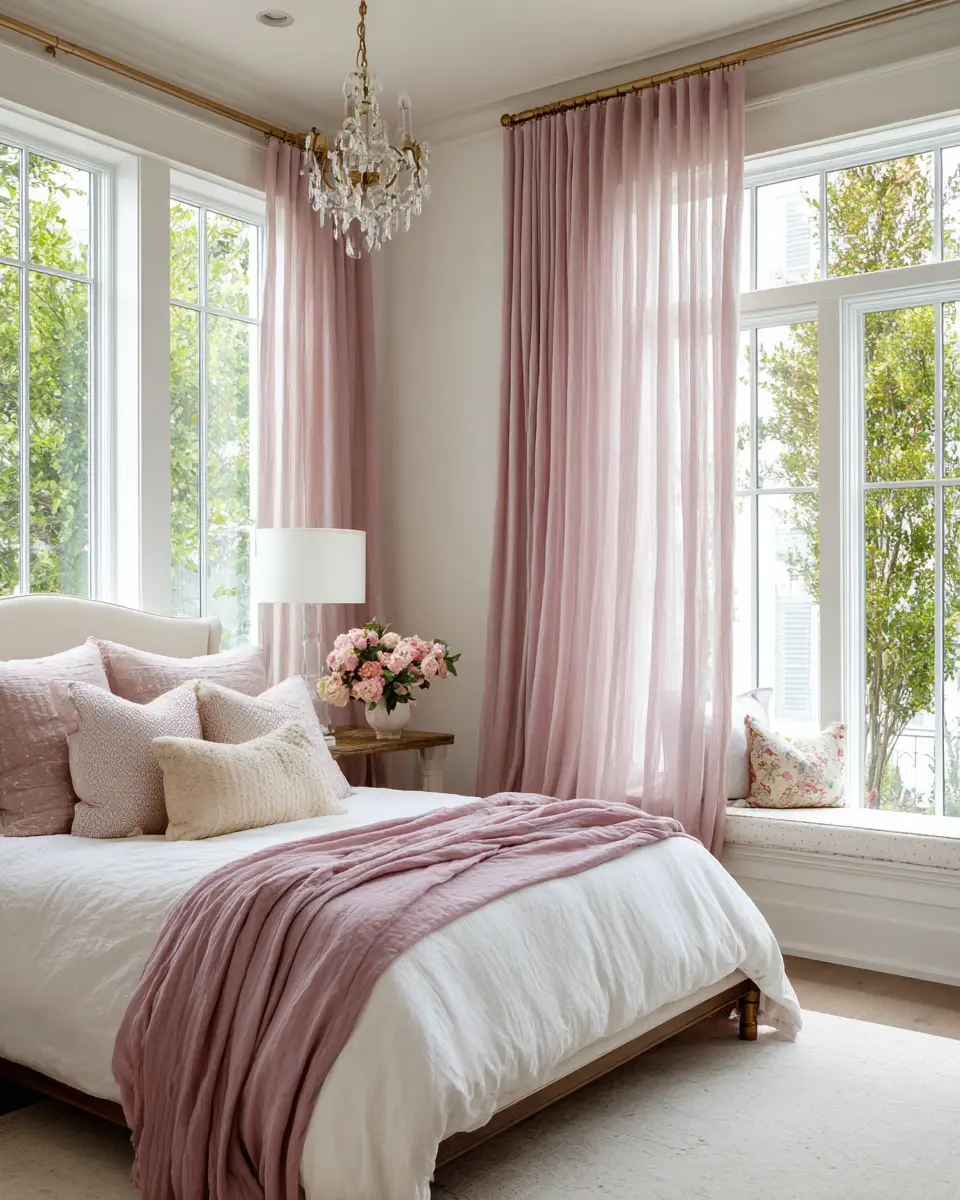 Dusty Rose Transitional Bedroom Decor Ideas