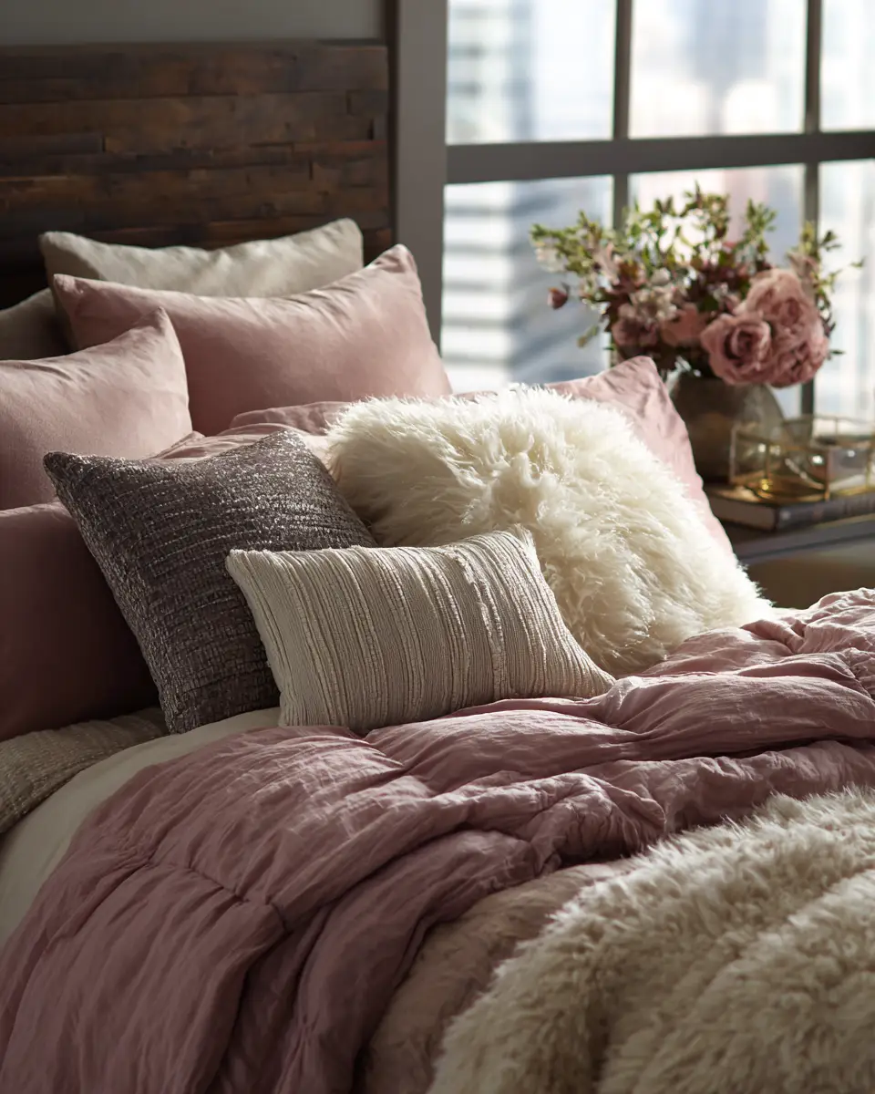 Dusty Rose Transitional Bedroom Decor Ideas