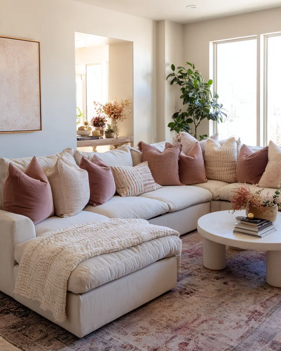 Dusty Rose Vintage Living Room Decor Ideas