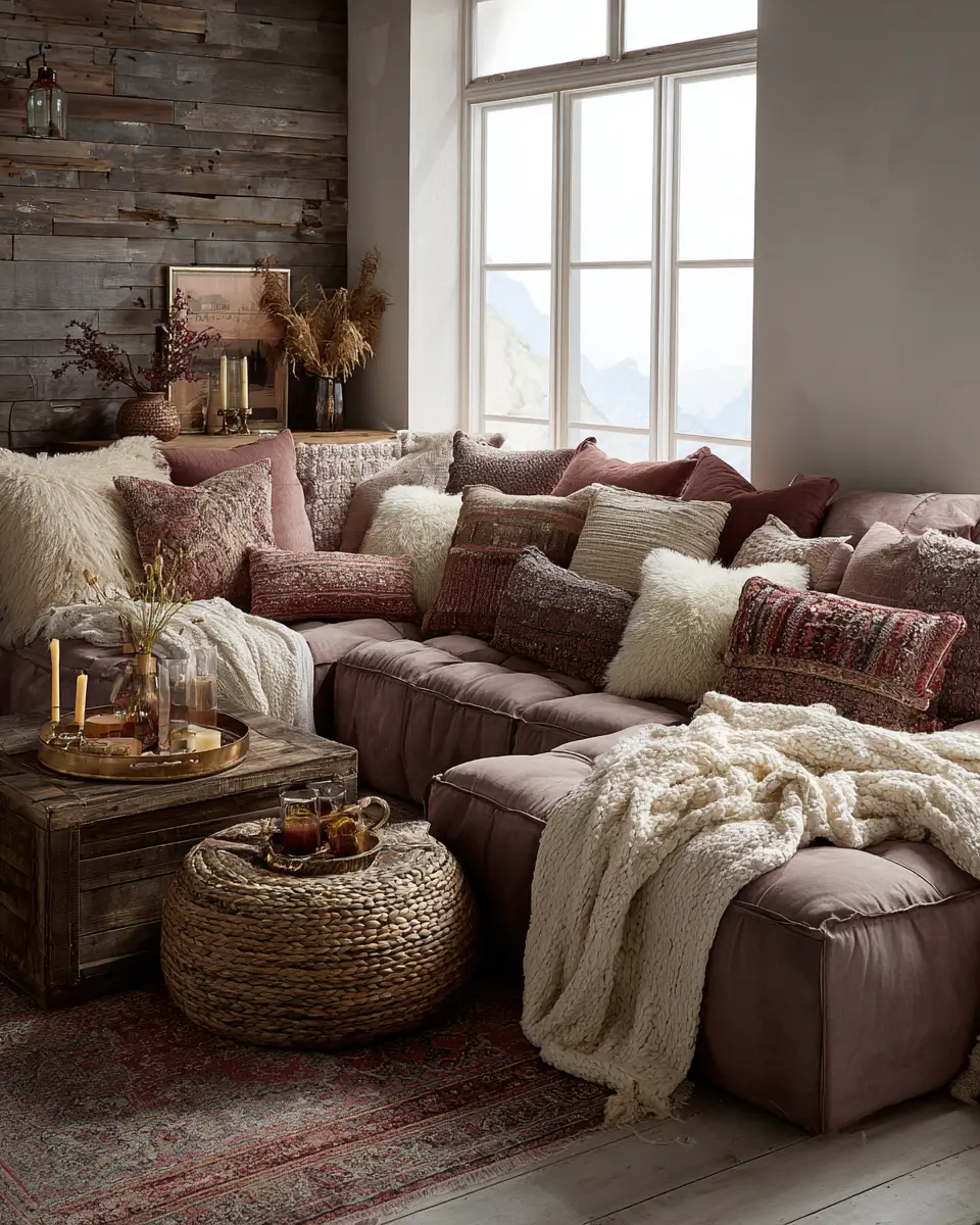 Dusty Rose Vintage Living Room Decor Ideas