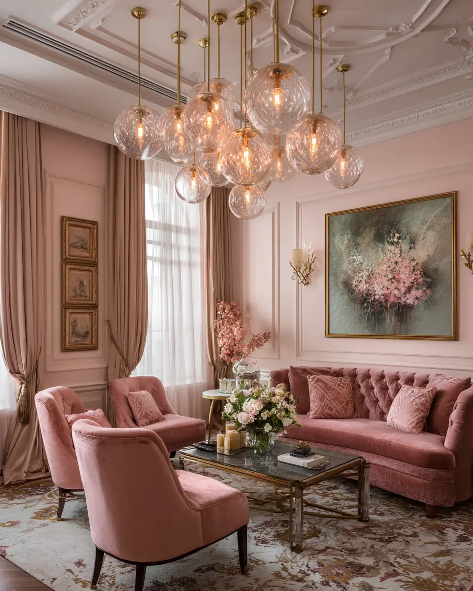 Dusty Rose Vintage Living Room Decor Ideas