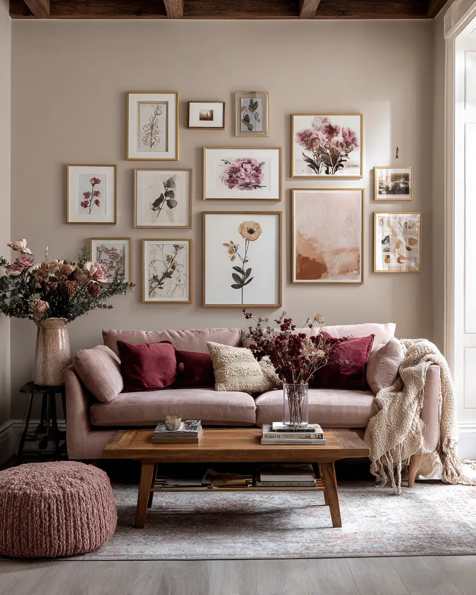 Dusty Rose Vintage Living Room Decor Ideas