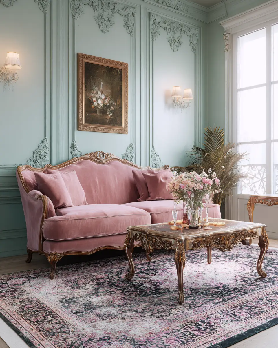 Dusty Rose Vintage Living Room Decor Ideas