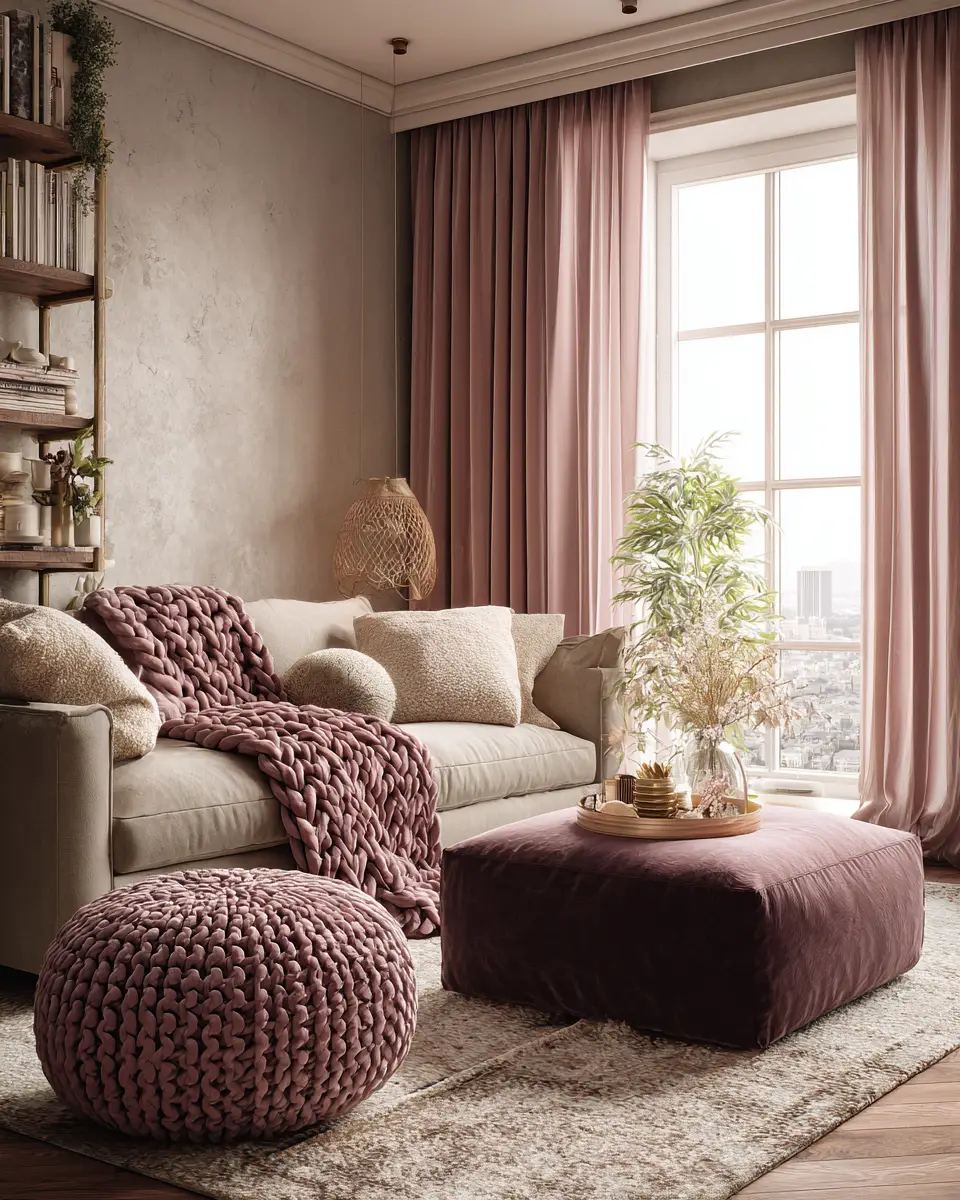 Dusty Rose Vintage Living Room Decor Ideas