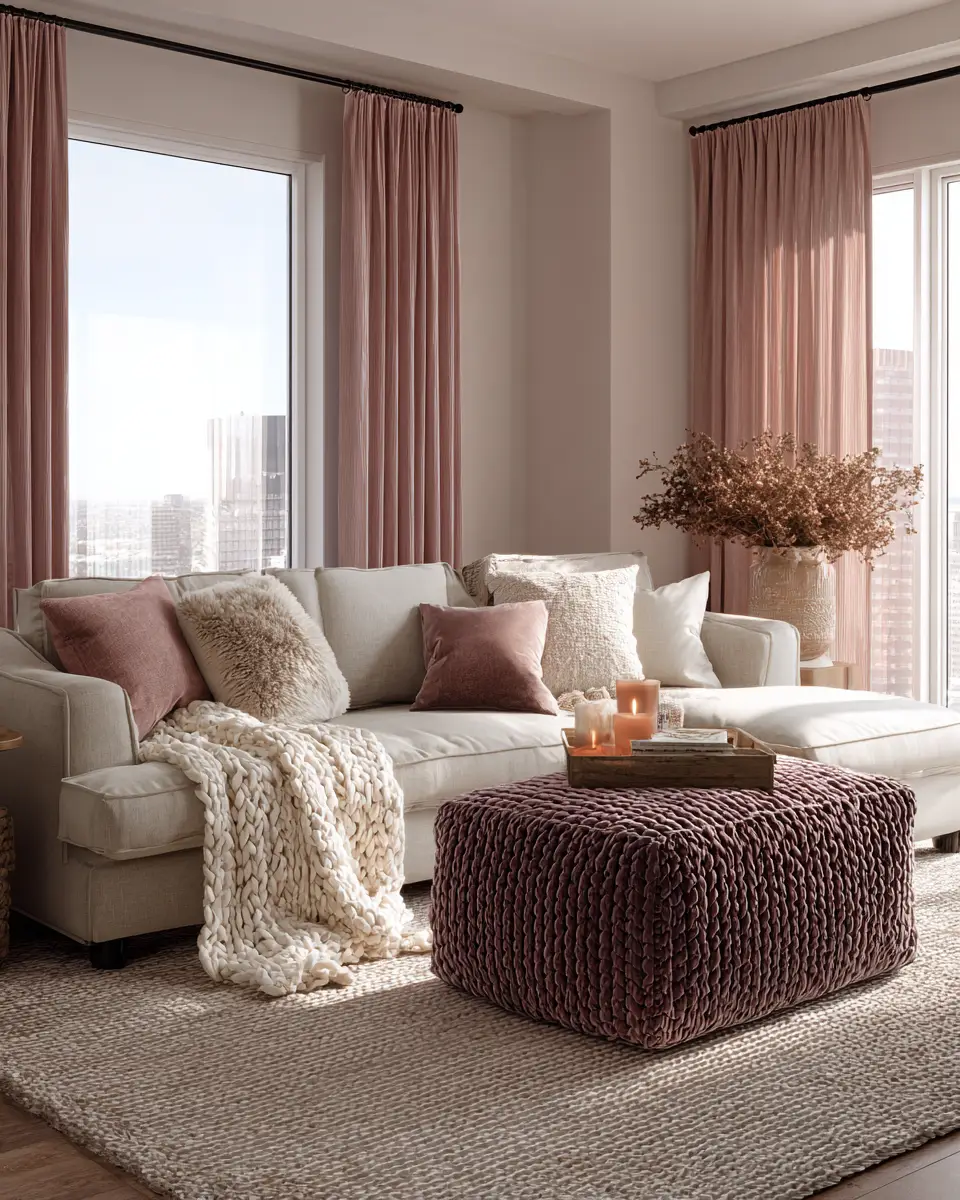 Dusty Rose Vintage Living Room Decor Ideas