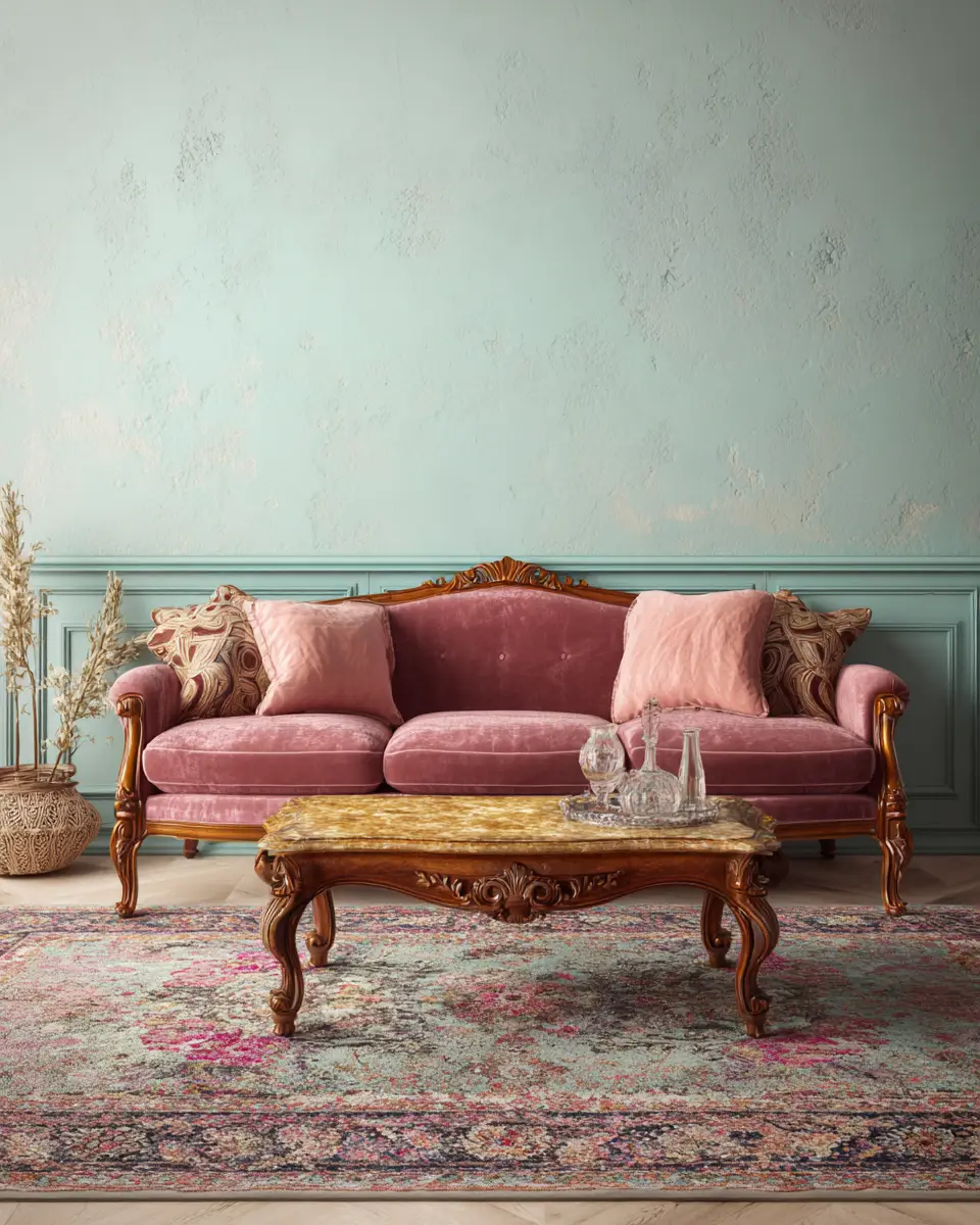 Dusty Rose Vintage Living Room Decor Ideas